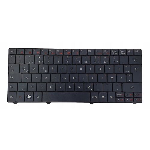 Packard Bell Dot M német QWERTZ fekete laptop billentyűzet, felülnézet, a billentyűk elrendezését mutatja csere és javítás céljából. - Laptop billentyűzet