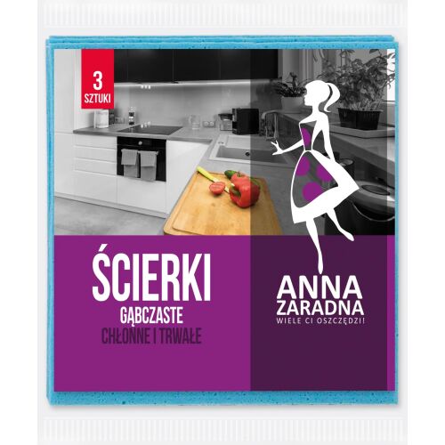 Anna Zaradna Szivacs törlőkendő 1p.-3db 171441765 - Háztartási törlőkendő
