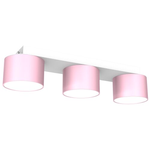 DIXIE Pink/White 3xGX53 mennyezeti lámpa, ferde nézet, gyerekszobába - Gyereklámpa