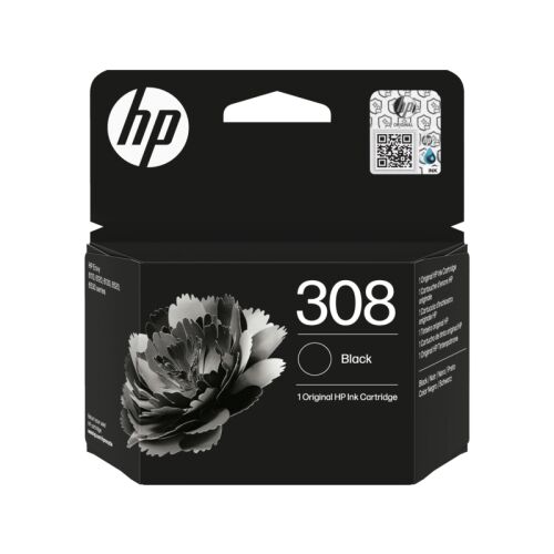 HP 308 fekete tintapatron eredeti csomagolásban, kompatibilis a HP Envy 6110e, 6120e, 6122e, 6130e, 6132e, 6520e, 6530e, 6532e, 6558e nyomtatókkal, 160 oldal kapacitás - Tintapatron