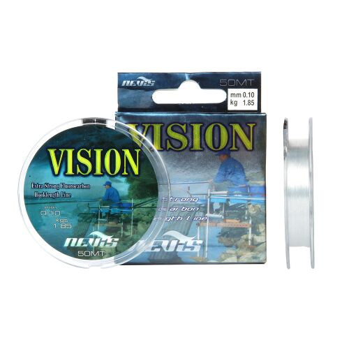 NEVIS Vision 50m monofil előkezsinór, 0,22mm átmérőjű, 8,6kg szakítószilárdságú, átlátszó horgászzsinór versenysporthoz - Monofil előkezsinór