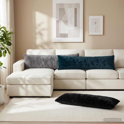 vidaXL Párna huzat 2 db HEERLEN Sötétkék 40 x 145 cm Műnyúl Szőr 177523646 - Párnahuzat