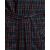 Közelkép a RE-502 férfi fürdőköpeny kockás mintájáról és megkötős övéről, mutatva a puha pamut bolyhos textúrát