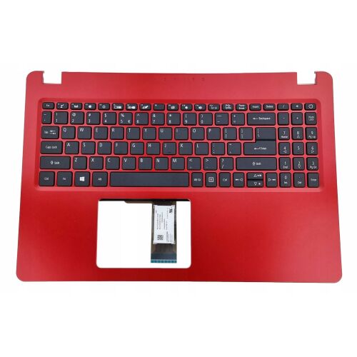 Piros Acer Aspire A515-52 laptop felső burkolat beépített fekete QWERTY billentyűzettel és touchpad kivágással, egy eredeti cserealkatrész. - Laptop billentyűzet