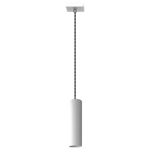 MODERN ROLLER 1L 05/1B fehér henger alakú függőlámpa fekete fonott kábellel, szögből nézve fehér háttér előtt, ideális modern belső terekbe - Otthon és kert