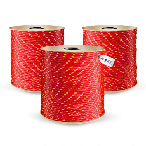 DQ-PP POLYPROPYLENSEIL - 16mm - 25m - ROT - Traglast bis 1880 kg Flechtleine Textilseil Schnur Rope Kordel Kunststoffseil geflochten 171567347 - Kötél
