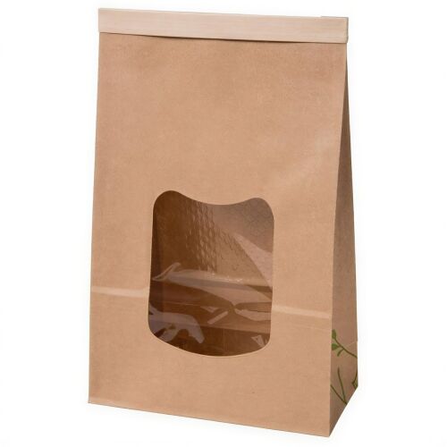 Papírzacskó PLA ablakkal, 3200 ml, 15,5 x 7 x 24 cm 50 db. 171650934 - Csomagolóanyag
