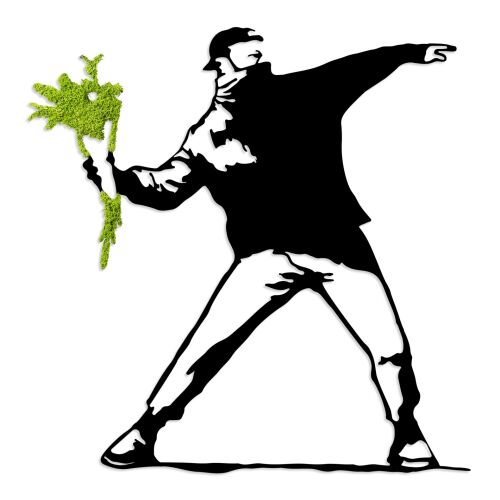 Wallity Dekoratív fali kiegészítő Világoszöld Fekete Moha - Flower Gang 171718289 - Lakásdekoráció