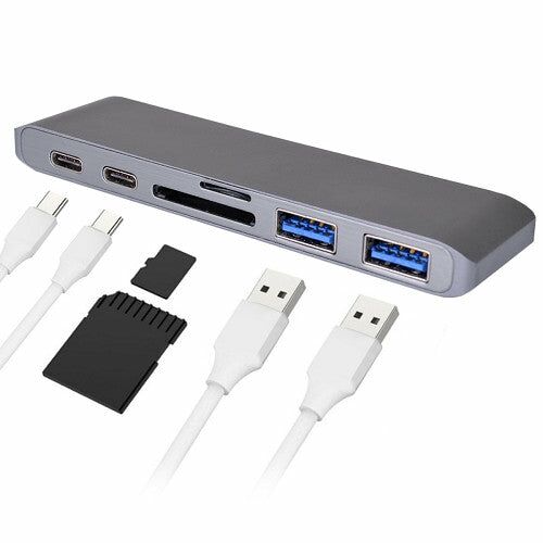 USB elosztó HUB MacBook-hoz szürke színben, Type-C, USB 3.0, SD, Micro SD, TF 171729802 