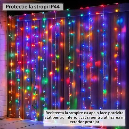 NEXTLY Karácsonyi fényfüggöny, összekapcsolható, RGB LED fények, 8 fénymód, beltéri/ajtó/ablak/falra, hálózati csatlakozóval, 4x3m, 151-13, többszínű 171786846 