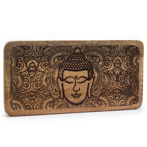 Hosszú Tálca 30x15x2.5cm - Buddha -Fekete Díszített 171808194 - Tálca