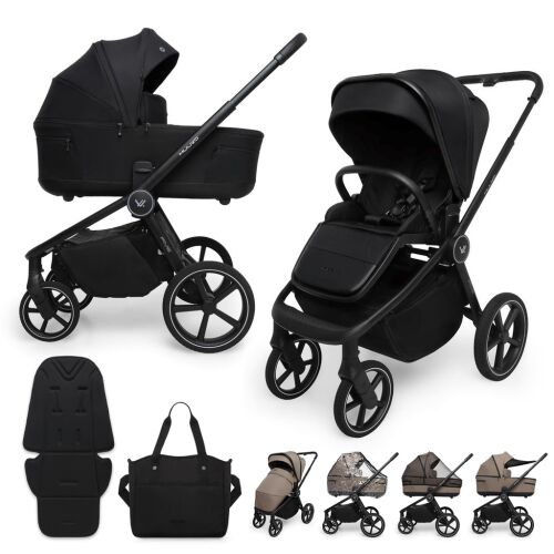 MUUVO Kombinált babakocsi Five 2 az 1-ben Classic Black 171827442 - Babakocsi és Autós gyerekülés
