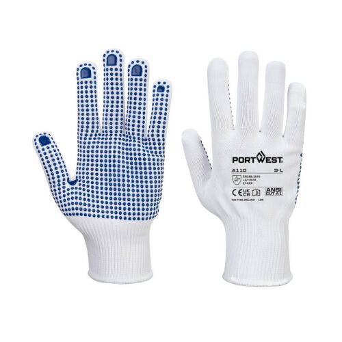 Nylon PVC pontozott kesztyű PW_A110WBRM Fehér/Kék - M méret 171847148 - Védőfelszerelés