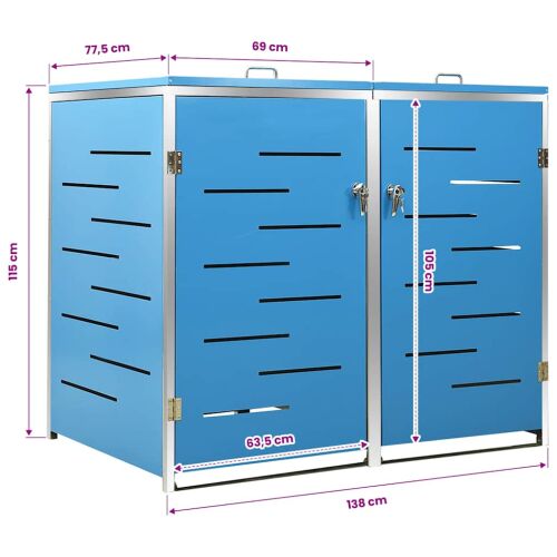 vidaXL rozsdamentes acél szemeteskuka tároló 2 db-hoz 138 x 77,5 x 112,5 cm 171910032 - Hulladéktároló