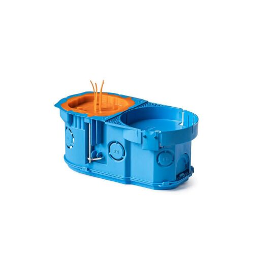 Puszka do pustych ścian GK BuciQ PSE2x60D kék mély elektronikai doboz fedéllel 34455203 171936244 - Szerelvény- és kötődoboz