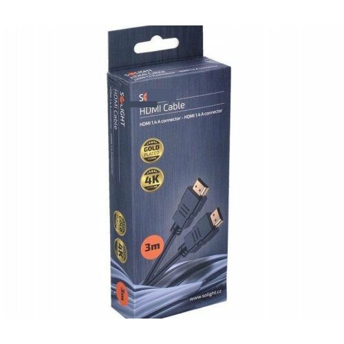 Solight HDMI kábel Ethernet-tel, HDMI 1.4 A csatlakozó - HDMI 1.4 A csatlakozó, bliszterszerelés, 3m