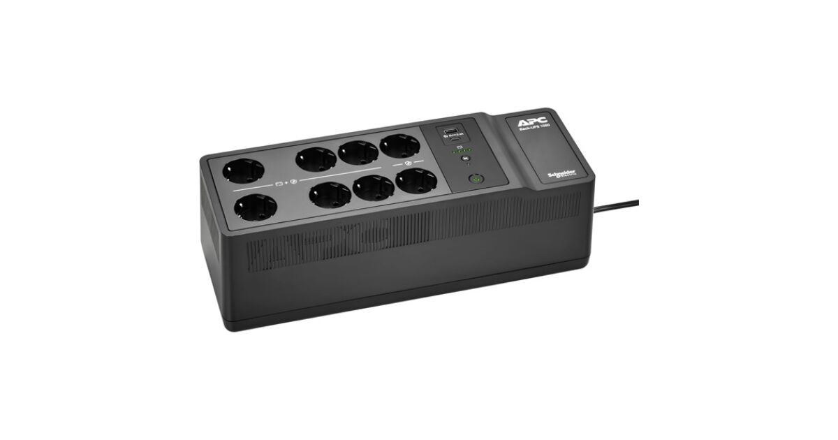 Apc back-ups, 1050va/600w floor/wall mount, 230v, 8x schuko cee 7/3 outlets, usb type a+c port, user replaceable battery BE1050-GR 172045778