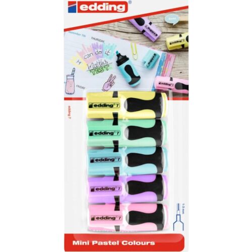 Mini kiemelő e-7/5 BL EDDING 1-3mm 5 színű pasztell buborékfólián 172062114 - Szövegkiemelő