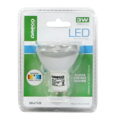 OMEGA LED REFLEKTORFÉNY ALUMÍNIUM 6000K GU10 3W 220-240V [41578]