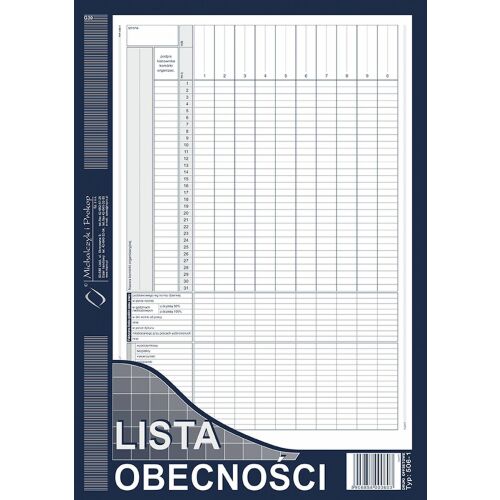 506-1 jelenléti lista 172064802 - Üzleti nyomtatvány
