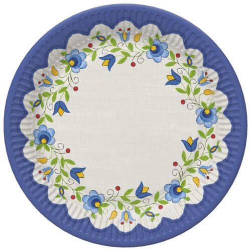 Hímzés Folk papírtányér 8 db-os 22,7 cm