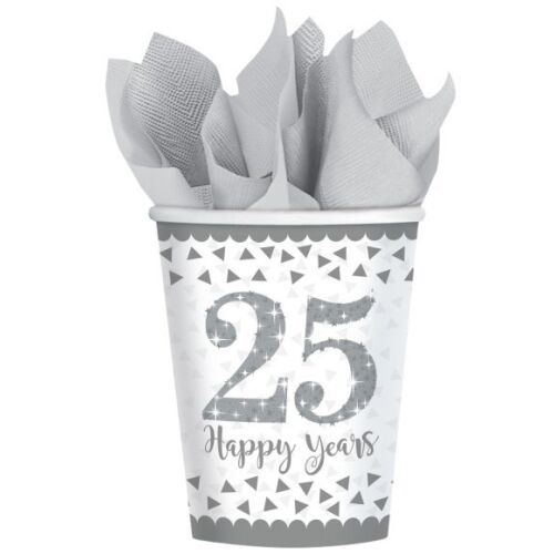 Házassági évforduló 25. Silver papír pohár 8 db-os 266 ml 174344109 - Eldobható pohár