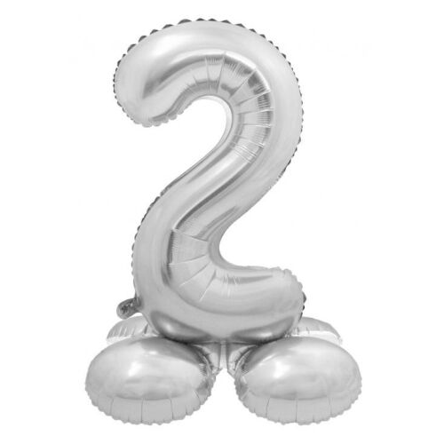 Ezüst 2-es Silver szám fólia lufi talppal 72 cm 174337749 - Otthon és kert