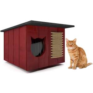 Răcoare acoperiș plat izolat casa de pisică izolată #mahogany 45355760 Articole pentru pisici