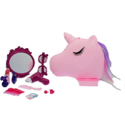 Unikornisos szépség szett gyerekeknek, hajszárítóval, fésűvel, tükörrel, sminkkel és még sok mással
