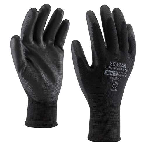 Fitting Handschuhe Polyester PU mit Handflächengriff Größe 9 schwarz