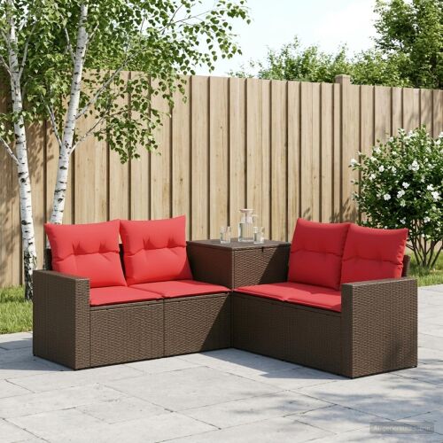 vidaXL Kanapé Szett 5 db Barna és Piros 182,5 x 182,5 x 85 cm 177515103 - Kert