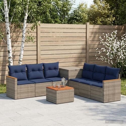 vidaXL Kanapé Szett 8 db Szürke és sötétkék 55 x 55 x 37 cm 177515238 - Kert