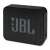 Angled view of JBL GO Essential black portable Bluetooth speaker