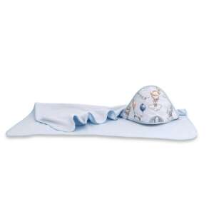 Baby Shop kapucnis fürdőlepedő 100*100 cm - kék lufis állatok 45371540 