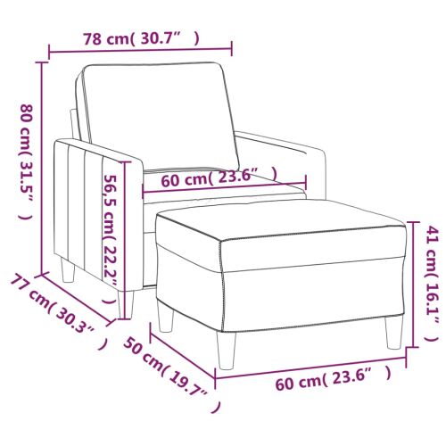 vidaXL sötétszürke bársonykárpitozott fotel lábtartóval 60 cm 172921750 - Fotel