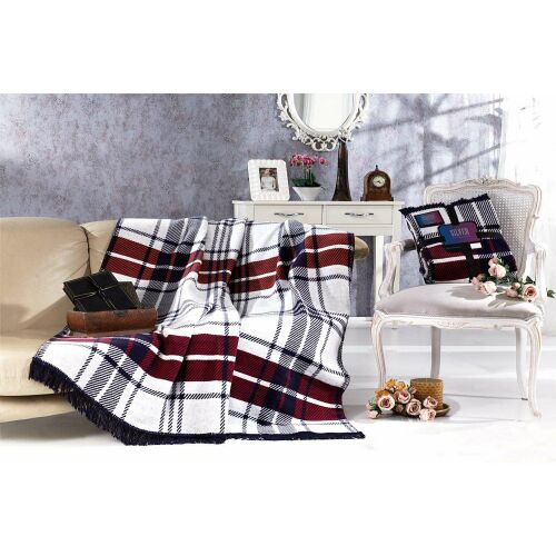L'essential Maison Dupla takaró White Dark Blue Red Lou - Sötétkék, Piros 172975580 - Pléd