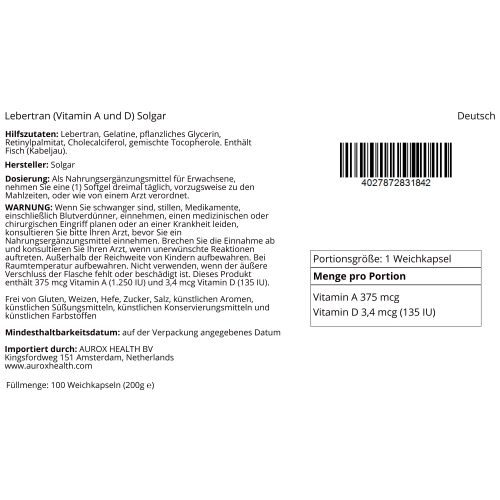 Csukamájolaj (A- és D-vitamin) 100 lágykapszula 173003147 - Étrendkiegészítő