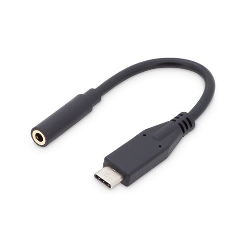 Digitus | USB-C - fejhallgató jack adapter | Nő | 24 tűs USB-C | Mini fejhallgató sztereó jack 3,5 mm | Fekete | 0,2 m 173018966 - Átalakító
