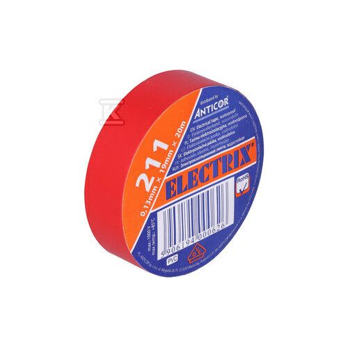 Anticor Elektromos szigetelő szalag PVC piros 19mm 20m