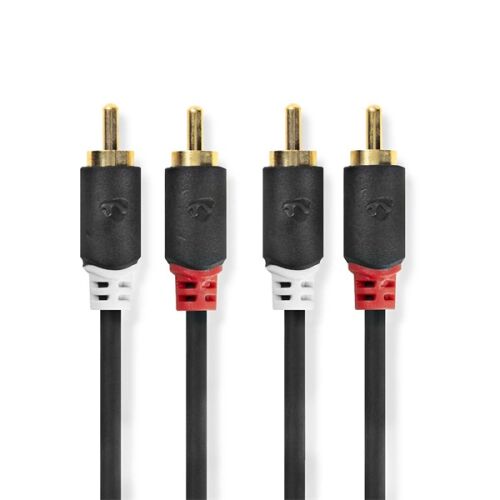 Nedis cabw24200at30 sztereo audió kábel 2x rca férfi,  2x rca férfi, aranyozott,  3 m , kerek,  antracit CABW24200AT30 173044707 - RCA kábel