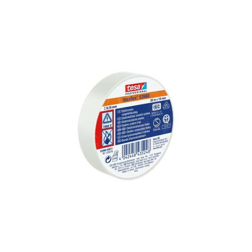 Szigetelőszalag 19mmX20m Tesa fehér 173111271 - Villanyszerelés