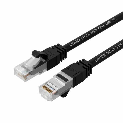 Lanview CAT6A UTP 10m fekete LSZH, nagy rugalmasságú, LV-UTP6A10B