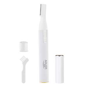 Adler AD 2934W Eyebrow Trimmer, white, with cleaning brush and comb - Body hair groomer