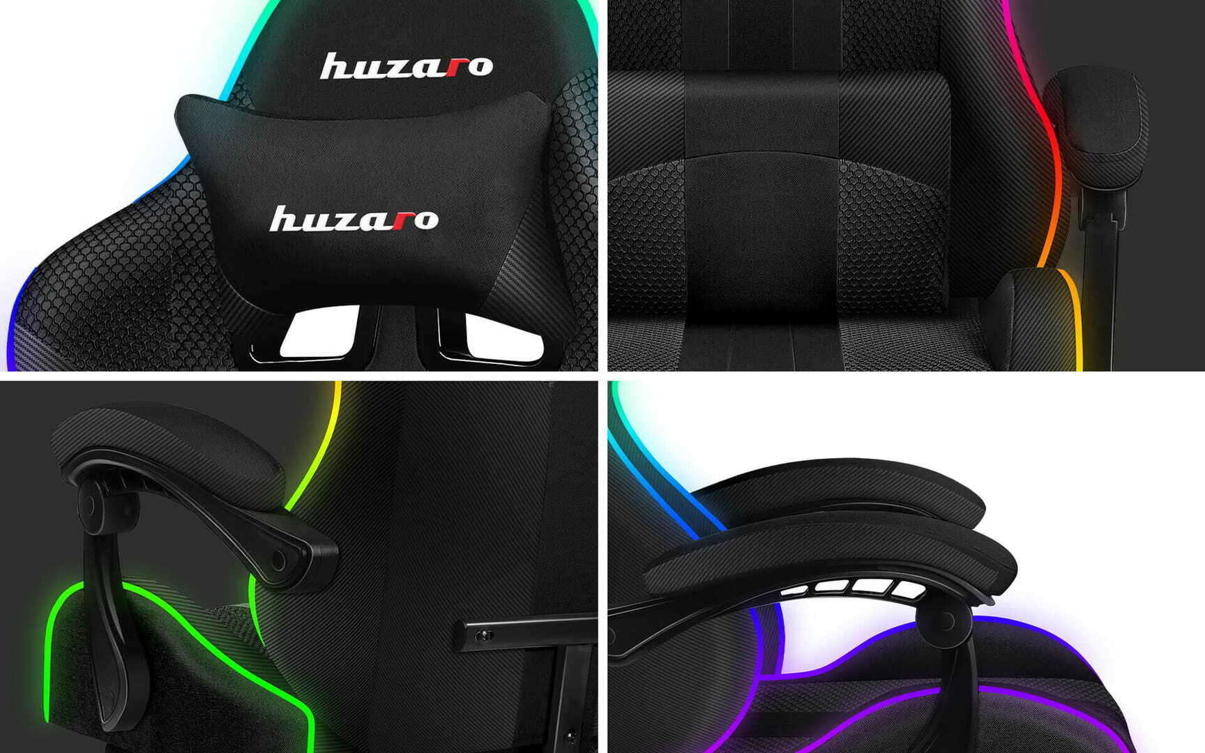 Huzaro power 4.7 rgb mesh gamer szék nyak- és derékpárnával, lábtartóval...