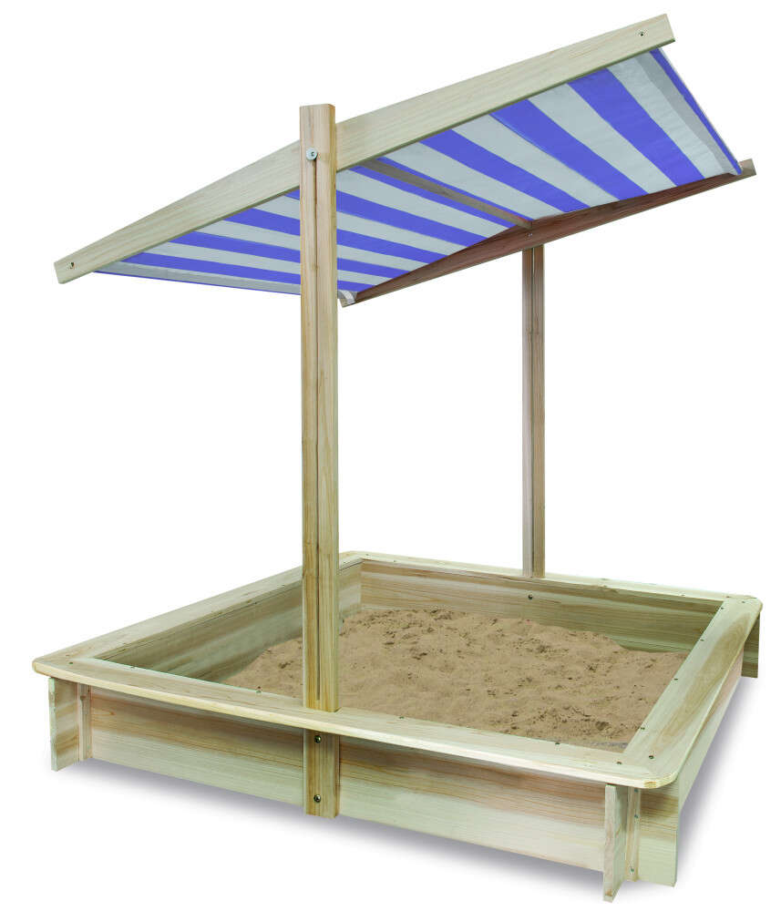 Apollo Fa Homokozó - 120cm - Kék-Fehér Csúszdás Tető