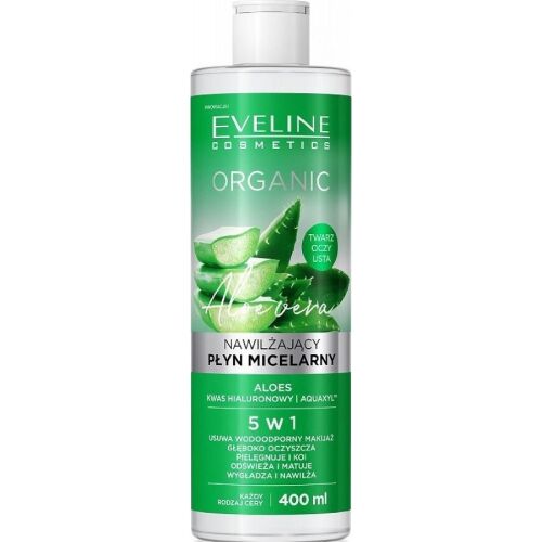 Eveline Aloe Vera Nawilżający płyn micelarny 5w1 do każdego rodzaju cery Aloes 400ml 173286662 - Szépség és egészség