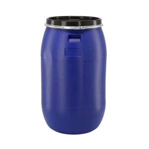 Blue plastic barrel with metal clasp, 220 liter capacity - Wine & brandy brewing