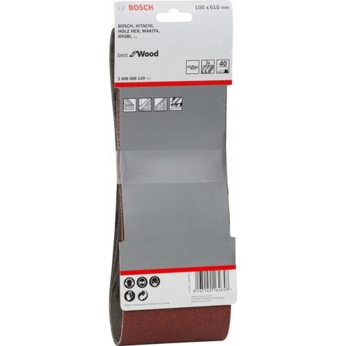 Bosch PRO X440 csiszolószalag, 100x610 mm, G40 3 db, keményfa, tömörfa, festék