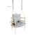 3-in-1 baby swing with dimensions, gray fabric and wooden frame