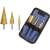 Step drill bit set, 3 pieces, 4-20mm, gold, for metal and plastic, with storage case